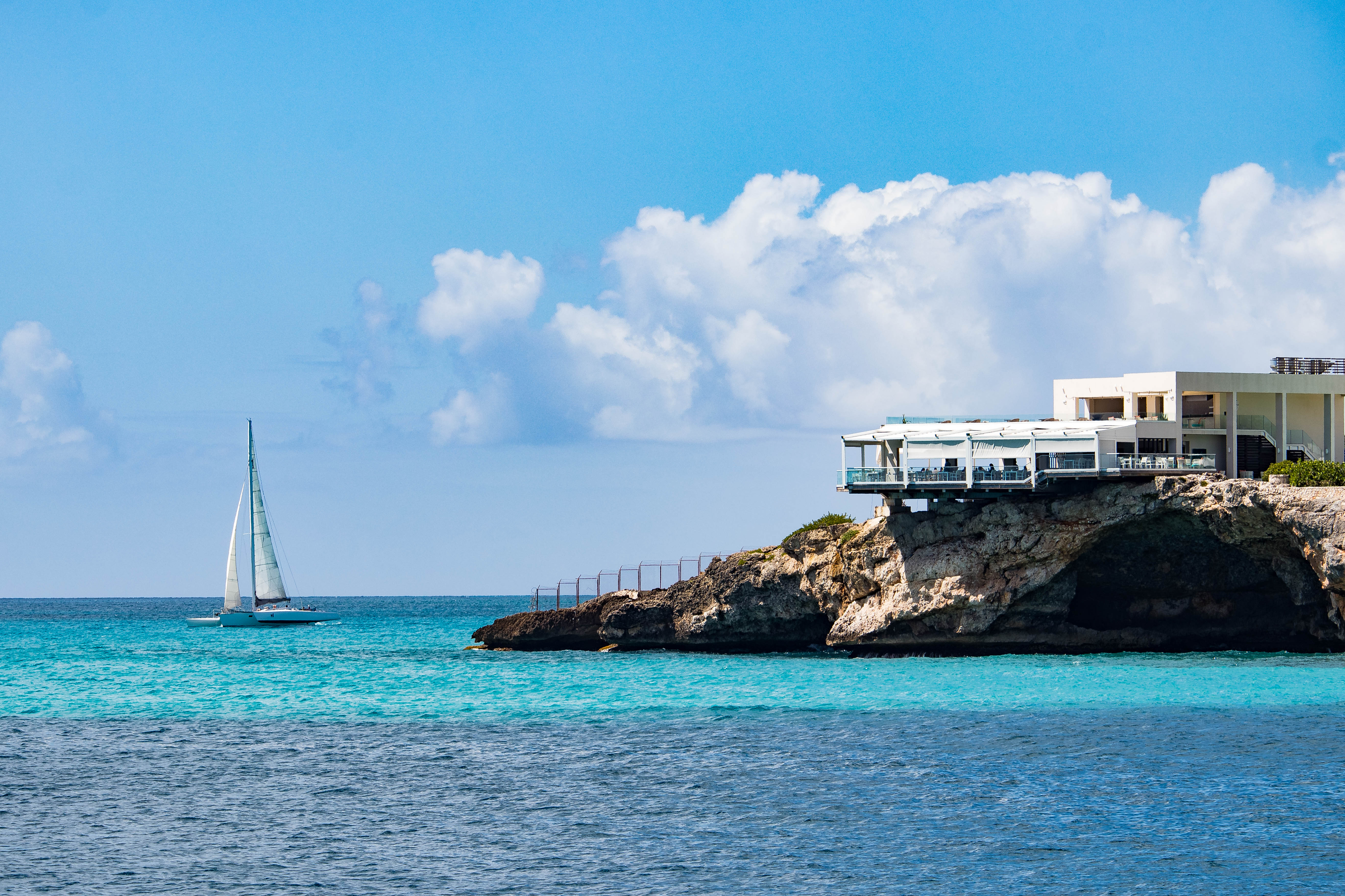 Coastline with sailboats